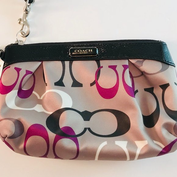 COACH Signature Wristlet Sateen Multicolor F47979, - Picture 2 of 5